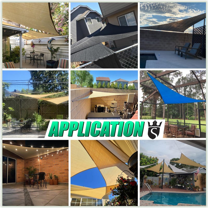 Royal Shade 32' x 32' x 32' Beige Triangle Sun Shade Sail Canopy Outdoor Patio Fabric Screen Awning RTAPT32-95% UV Blockage, Heavy Duty, Water & Air Permeable (We Make Custom Size) - Image 5